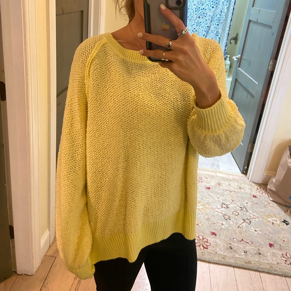 yellow oversized knit sweater